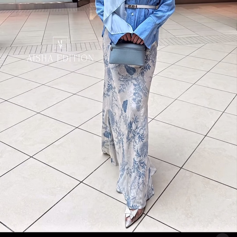 Blue Floral Maxi Skirt
